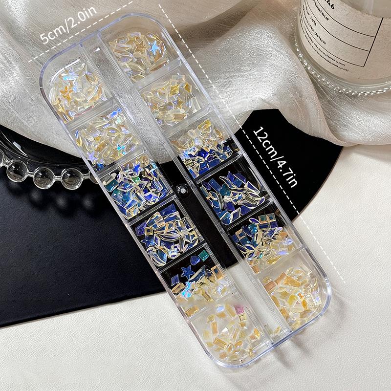 100Pcs Mixed Aurora Rhinestones Nail Beads Colorful DIY Charms Gems Women Manicure Art Professional Salon Kit