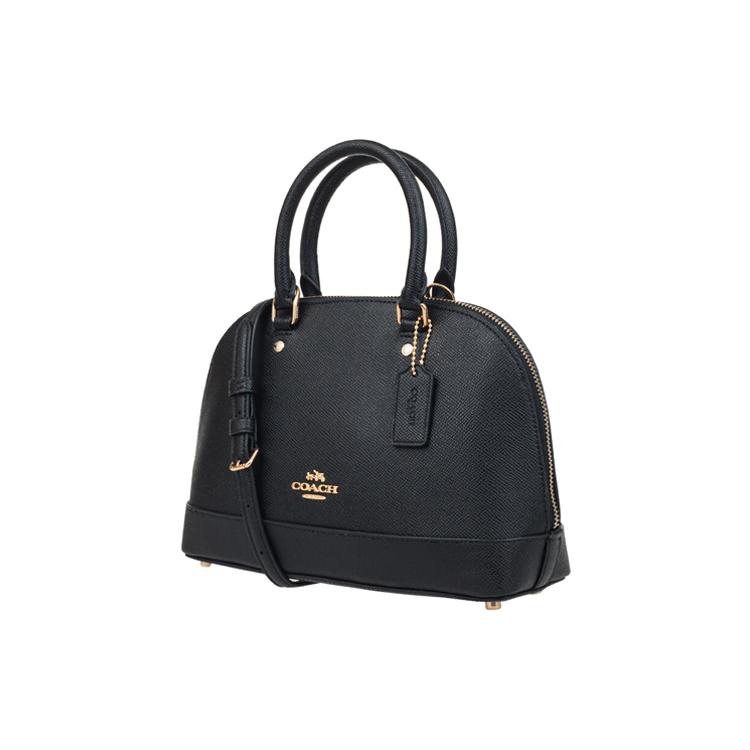 New COACH Sierra Leather Dome Bag, Handbag, Shoulder Bag, Crossbody Bag Medium Size Women's Black 27591-IMBLK