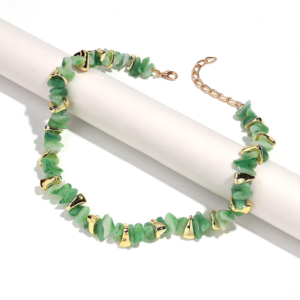 Acrylic Irregular Imitation Crushed Stone Beaded Bracelet for Women Boho Multicolored Strechy Bracelets Vacation Jewelry Gifts