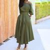 Anmutiges, kurzärmeliges Kleid, bezauberndes, weiches, gerüschtes Frühlings- und Sommerkleid mit schrägen Schultern für den Außenbereich, einfach