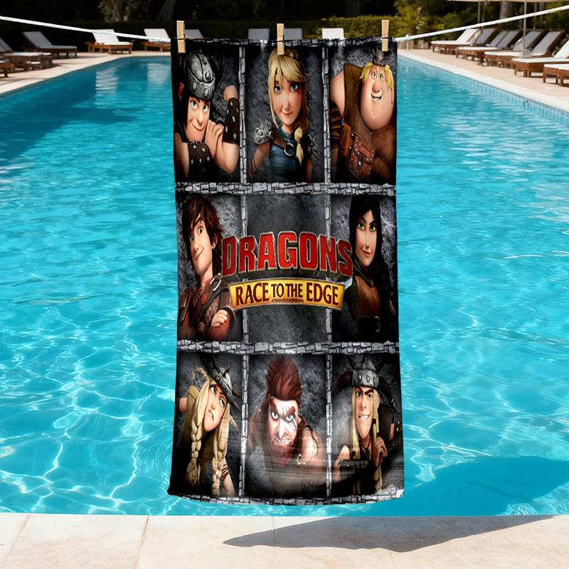 How to Train Your Dragon Print Beach Towel Design, Soft, Lightweight. for Home Bathroom, Spa, Pool, Yoga, Surfing, Camping, Gift for Family, Friend