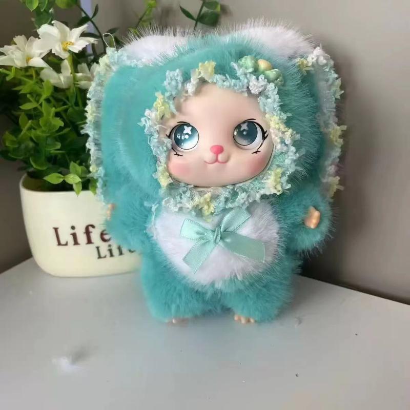 Plush Big Ears Rabbit Doll Pendant Adorable Bowknot Soft Fluffy Decor for Kids Backpack Party Favor Gift