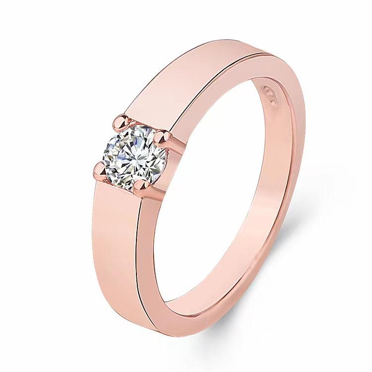 

Кольцо с имитацией четырех когтей и бриллиантом, имитация муассанита, мужское, 0,5 карата, свадьба, ищу пары мужчин и женщин для парных колец на День святого Валентина No. 11 US code розового золота