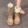 Thick-soled Shoes, Height-increasing Boots, Women's Fleece Warm Boots, Versatile and Retro Ankle Boots