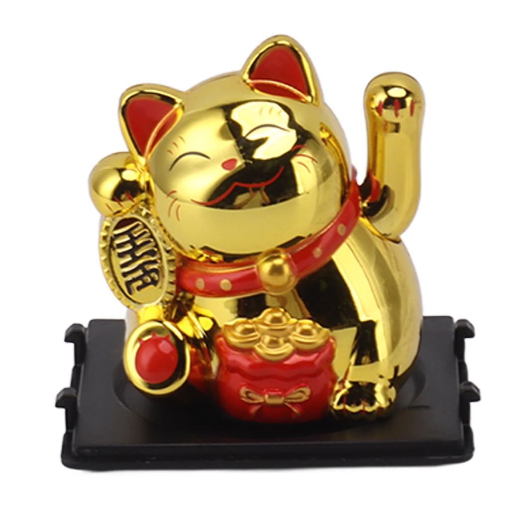 2 Inch Lucky Fortune Cat Vivid Lovely Solar Fortune Cat Statue for Decorating Front Desk Car Business Openings