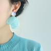 Resin blue chiffon flower fringed earrings fashion super fairy stud earrings light luxury high-end temperament earrings