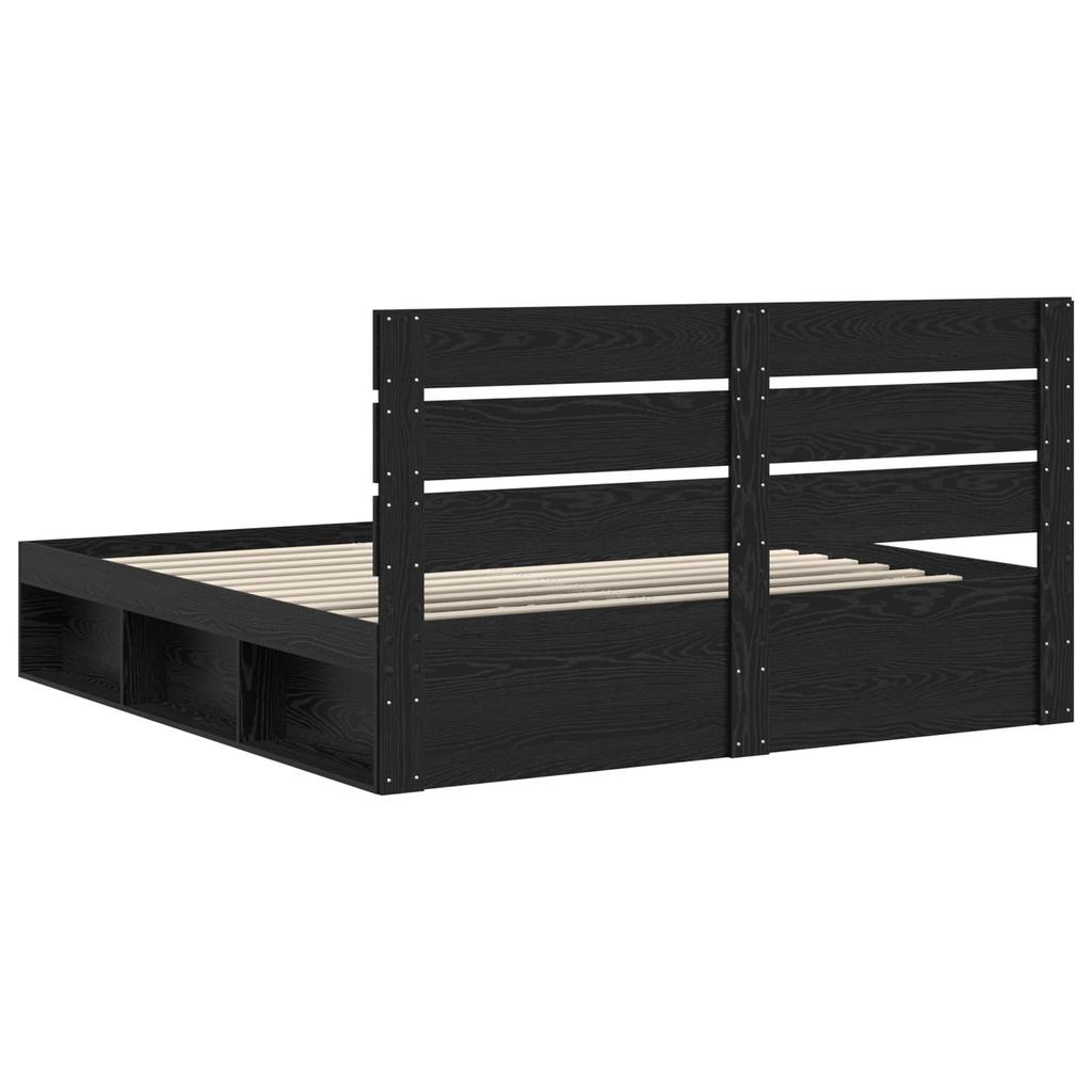 Bed Frame Black 200 x 200 cm Solid Pine Wood