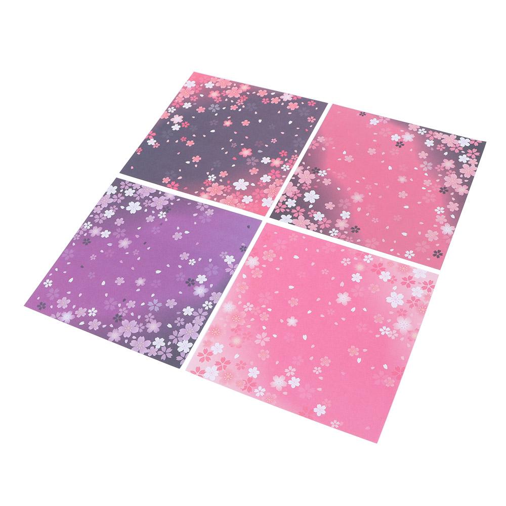 60PCS Square Origami Paper Double Sides Cherry Blossom Folding Colorful Sakura Papers Kids Handmade DIY Scrapbooking Craft Decor