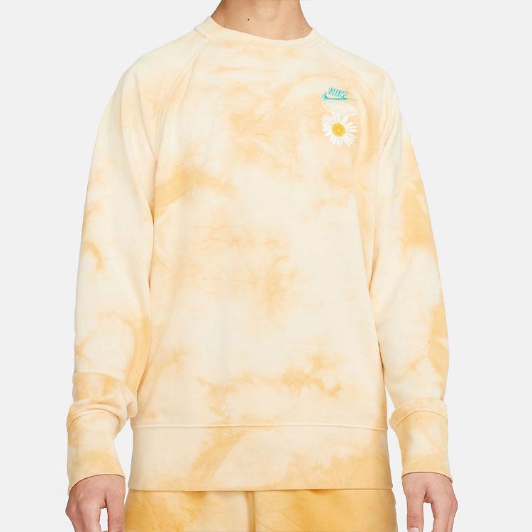 New Nike Sportswear Tie Dye Embroidered Daisy Crewneck Sweatshirt 'Gold Sand' DM5011-777