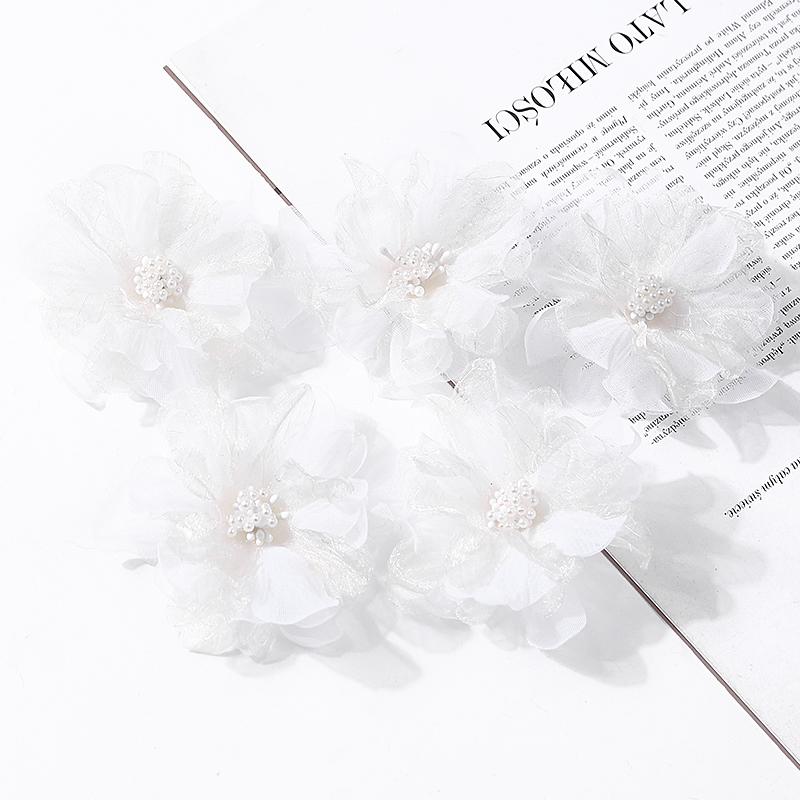 5Pcs Artificial Flowers Heads Chiffon Yarn Fake Flowers For Home Decor Marriage Wedding Decoration Craft Garland Gift Accessory
