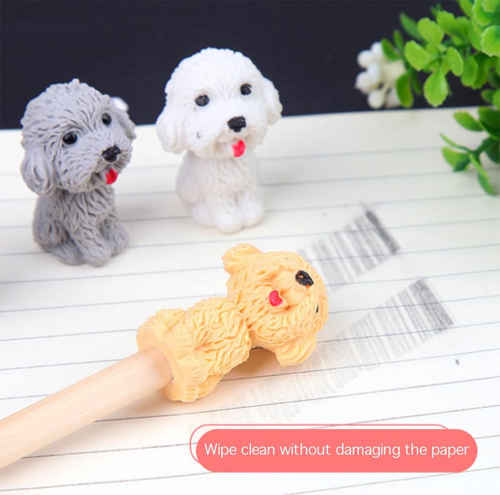 Ranvi 36 PCS Cartoon Animal Dog Creative Teddy Dog Shaped Top Erasers Cute Stationery Supplies for Kids and Students Erasers,