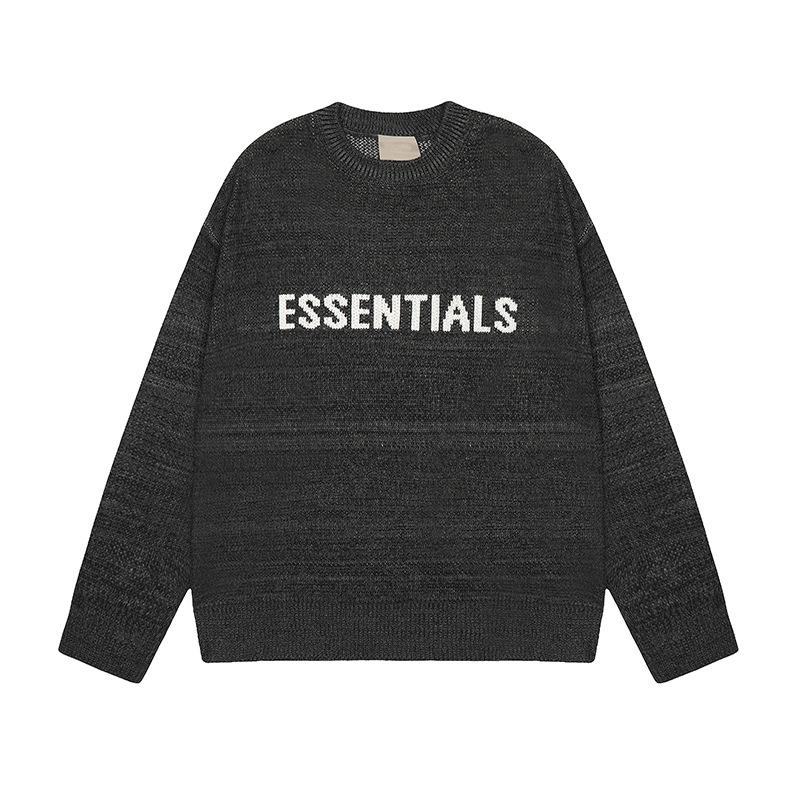 

ESSENTIALS Светр з подвійним рядком FOG для Осені/Зими: Унісекс трикотаж американського стилю вільного крою правильного кольору Extra Large сірий колір