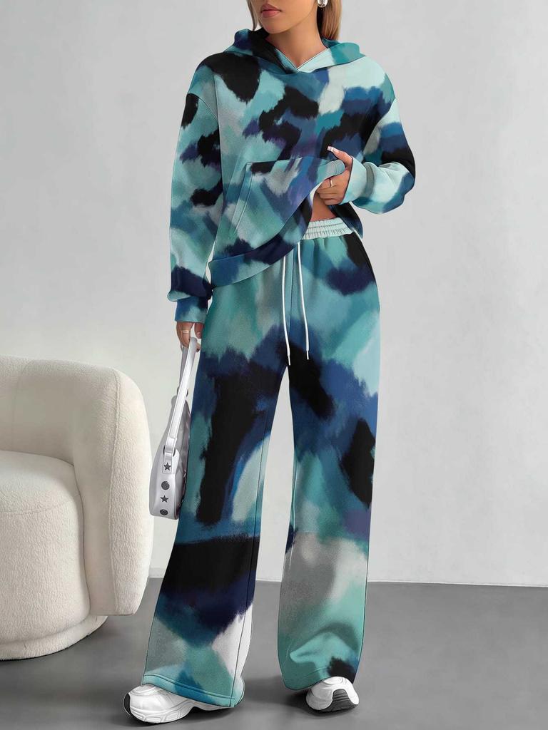 Smudging European And American Autumn And Winter Casual Long-Sleeved Suit Women'S Hooded Sweater Trousers Two-Piece Set