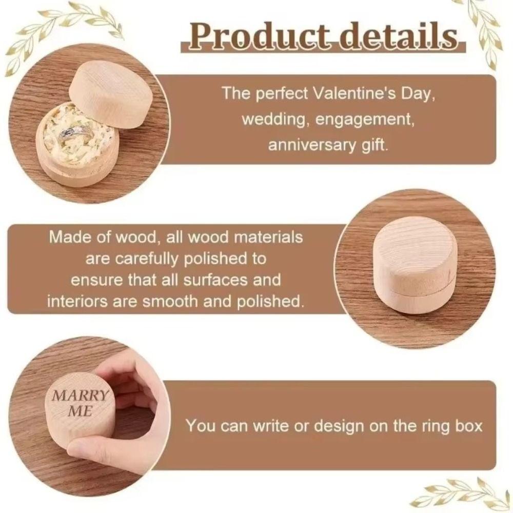 New Natural Wood Wooden Box Round Shape Mini Jewelry Storage Box Storage Container