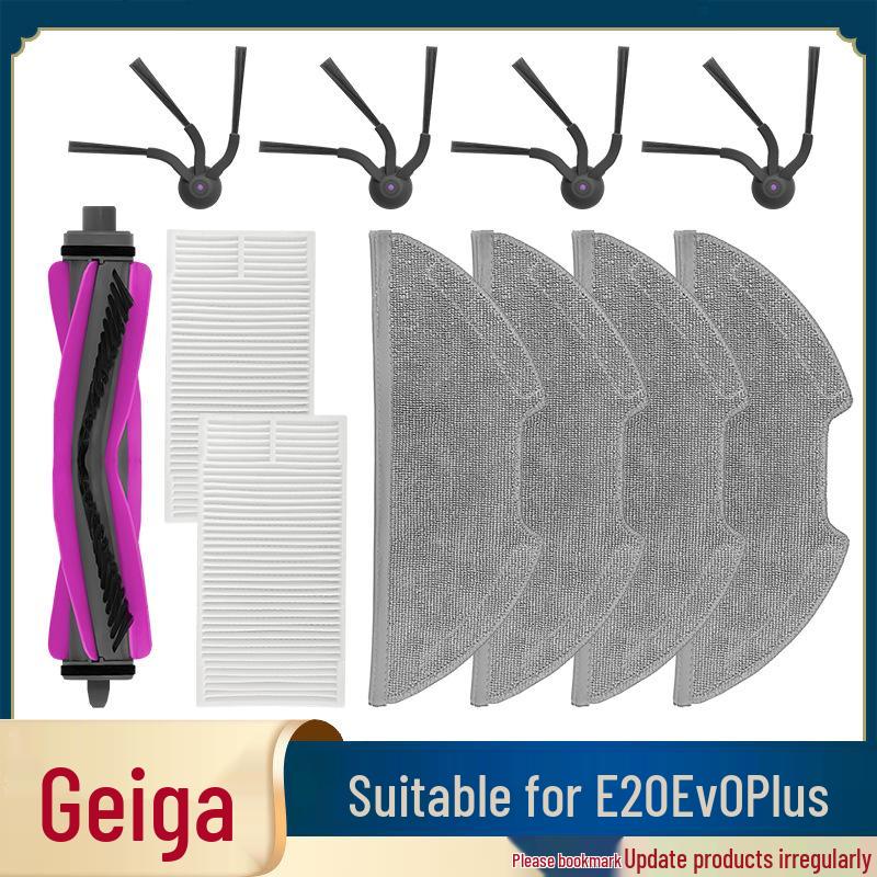 Eureka E20 Evo Plus Sweeping Robot Accessories: Roller Brush, Side Brush, Filter, Mop