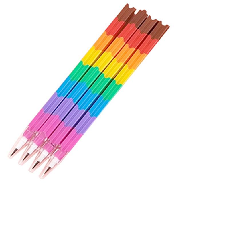 Rainbow Color Bullet Pen No-Sharpener Pencil Building Set As Kindergarten Prize Gift Stationery