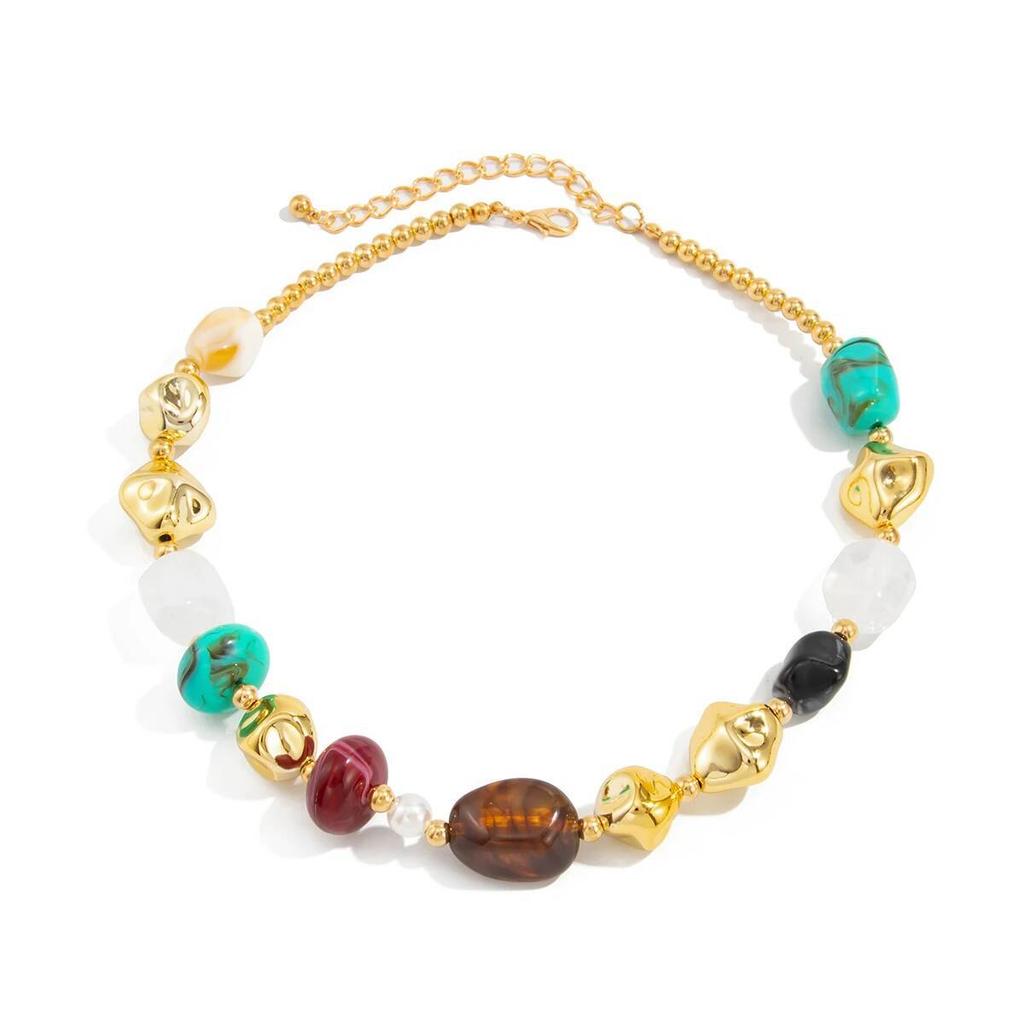 Collana Choker Ingemark Bohemien Colorata con Perle Finte in Resina e Perline per Donna Vintage Regolabile Collana per Clavicola Nuovi Gioielli