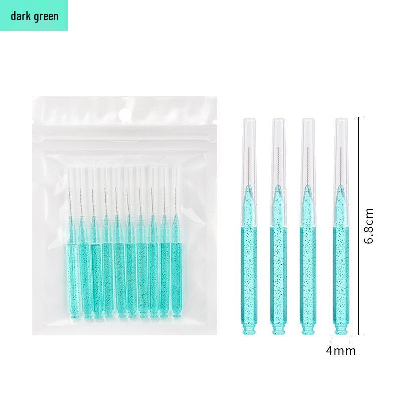 Crystal Rod Interdental Brushes 10pcs - Portable Disposable Straight Brushes for Teeth & Eyebrows