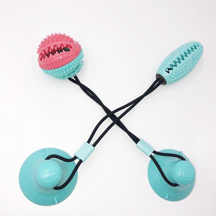 Dog Favorite Multifunction Pet Molar Bite Dog Toys Rubber Chew Ball Cleaning Teeth Safe Elasticity Soft Puppy Suction Cup Dog Biting Toy