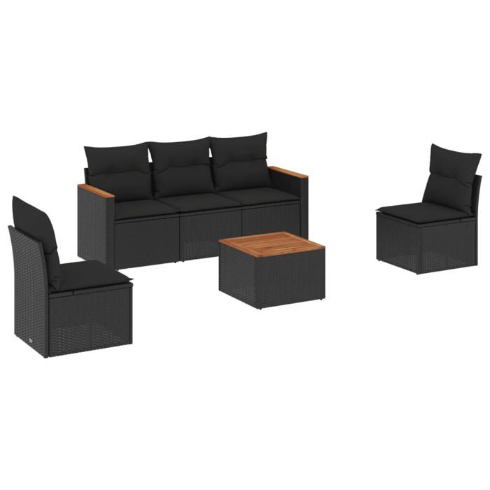 VidaXL Garden Lounge Set with Cushions 6 Pcs, Patio Sofas, Patio Furniture Set, Outdoor Furniture, Black 3258254