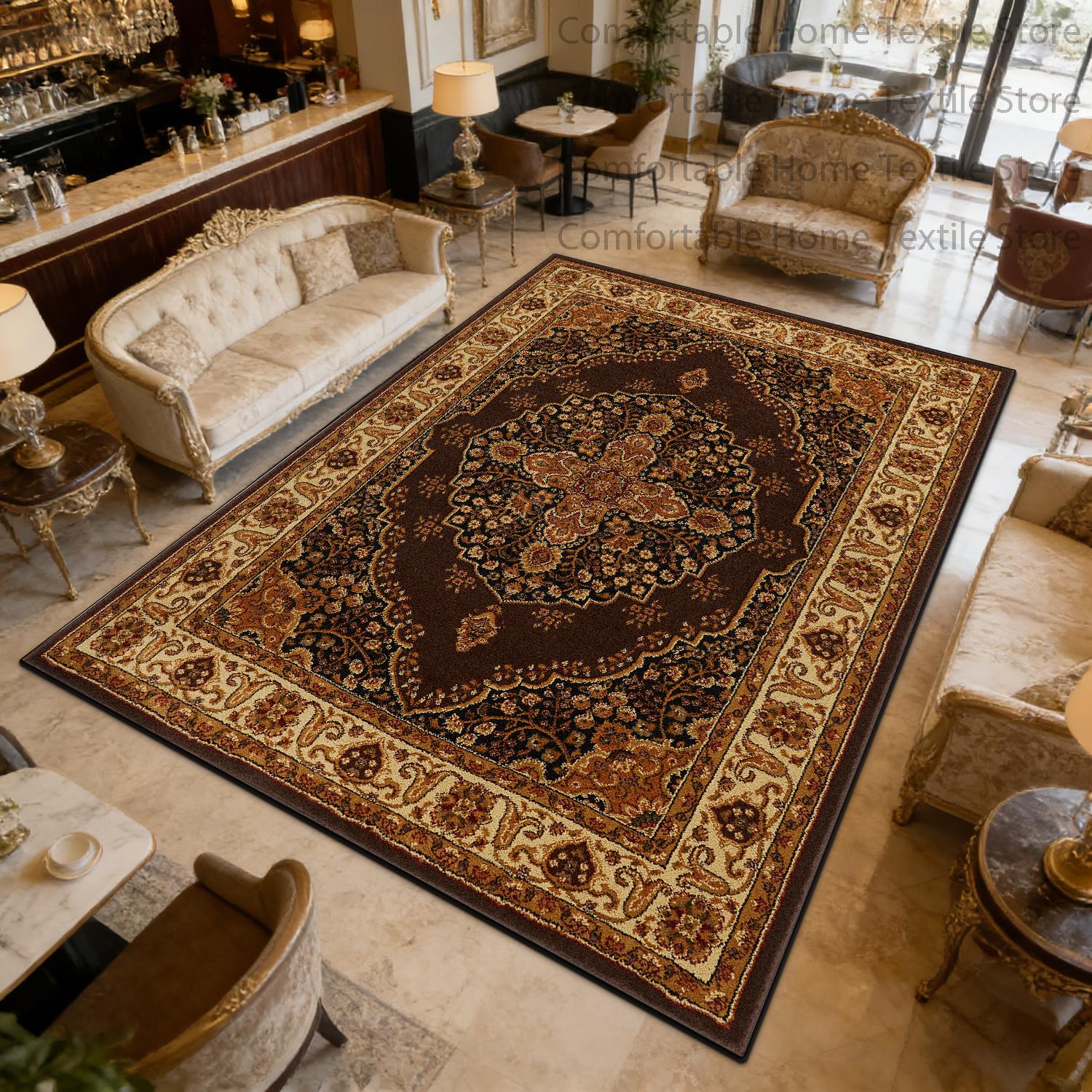 

Classic Persian Luxury Style Living Room Carpet Washable Short Velvet Large Floor Mats Decoration Bedroom Antiskid Fluffy Rug 60x90cm
