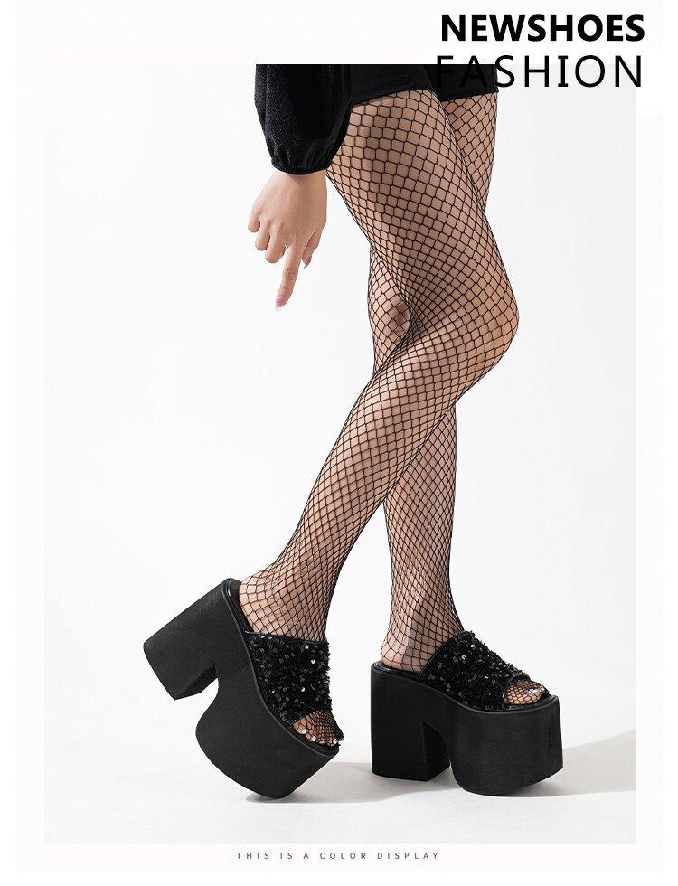 2024 Summer New Thick Heel Slippers Fashion High Heels Thick Sole Women's Slippers Women Shoes Pantuflas De Mujer