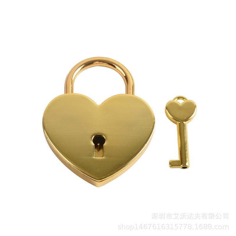 Heart Lock Vintage Metal Padlock Luggage Bag Suitcase Box Lock With Key Wedding Lover Diary Book Handbag Lock Promotion Gifts