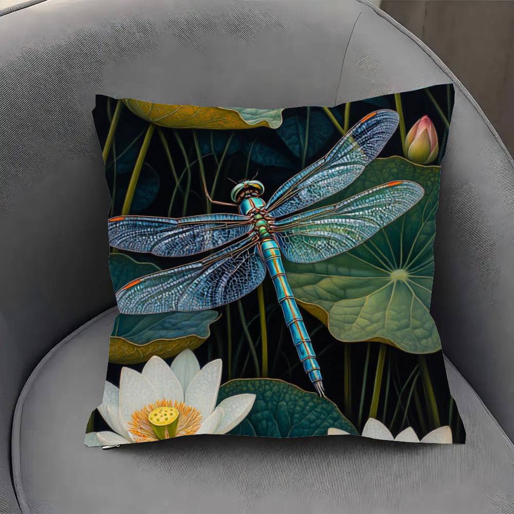 Interesting Dragonfly Pillow Case Fashion Square Pillowcase Bedroom Sofa Room Ins Decoration Leisure