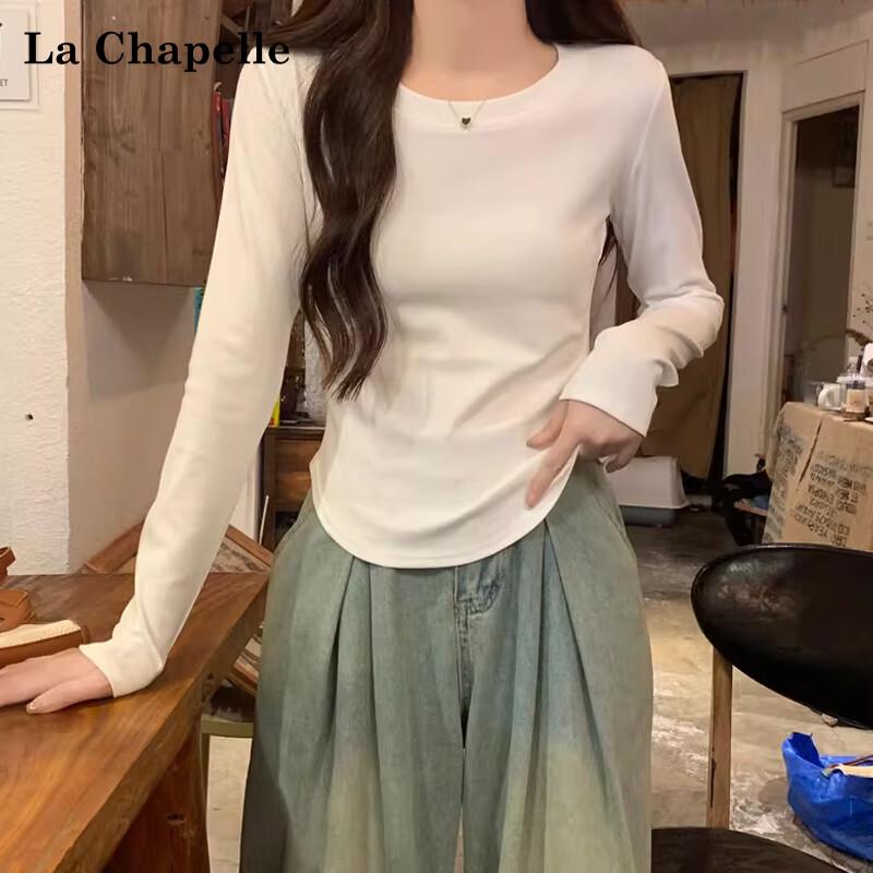 La Chapelle Women s Slim-Fit Scalloped Hem Long Sleeve Top L