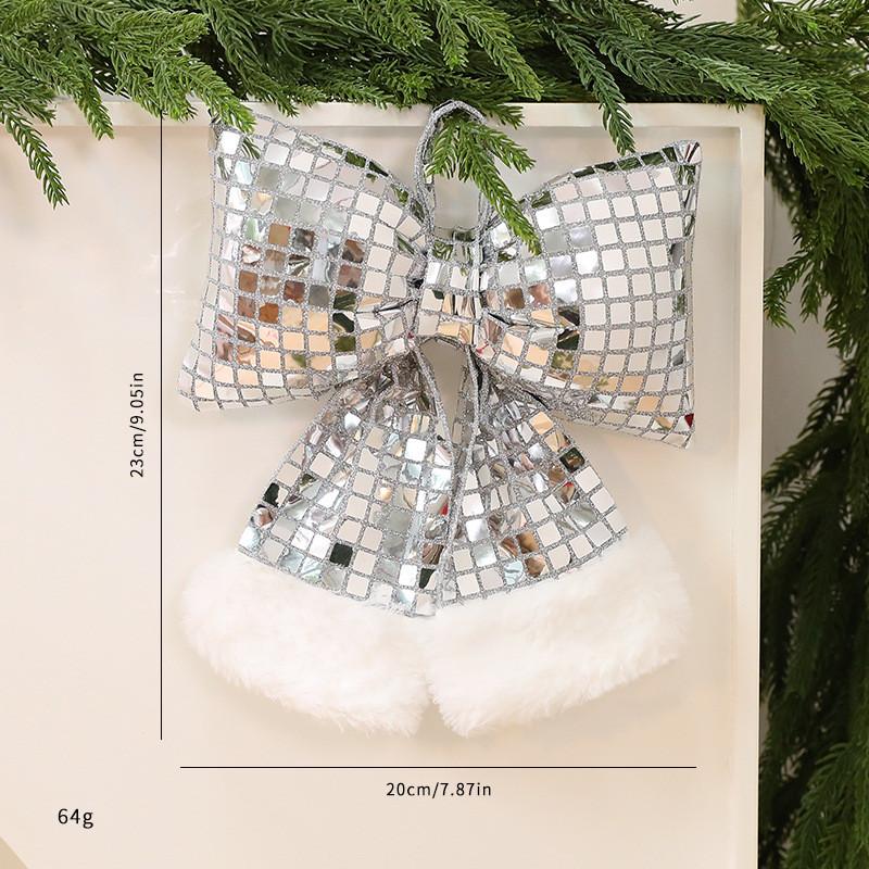 Mirror Glitter Bow Plush Pendant For Hotel Window Decor