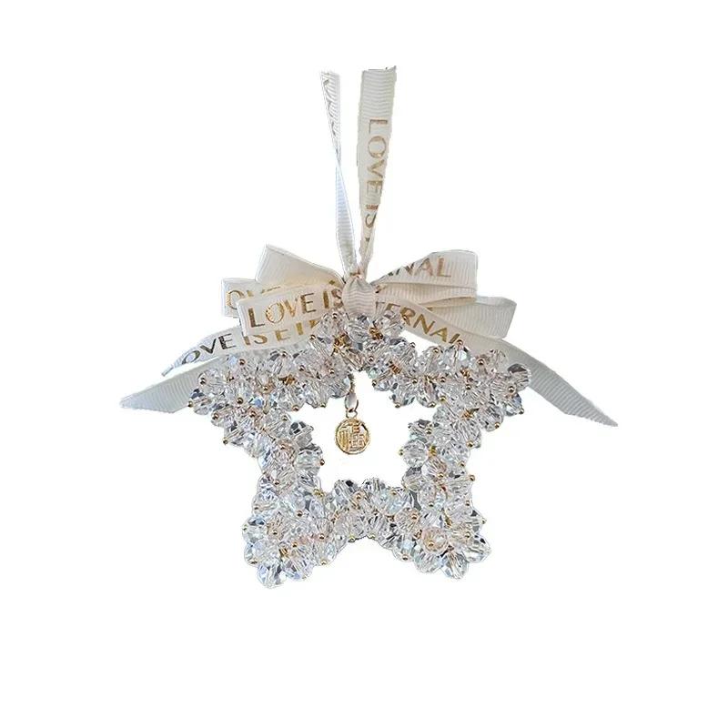 1pcs Car Pendant Creative Interior Rearview Mirror Decorative Car Pendant Crystal Five-pointed Star Decorative Car Pendant