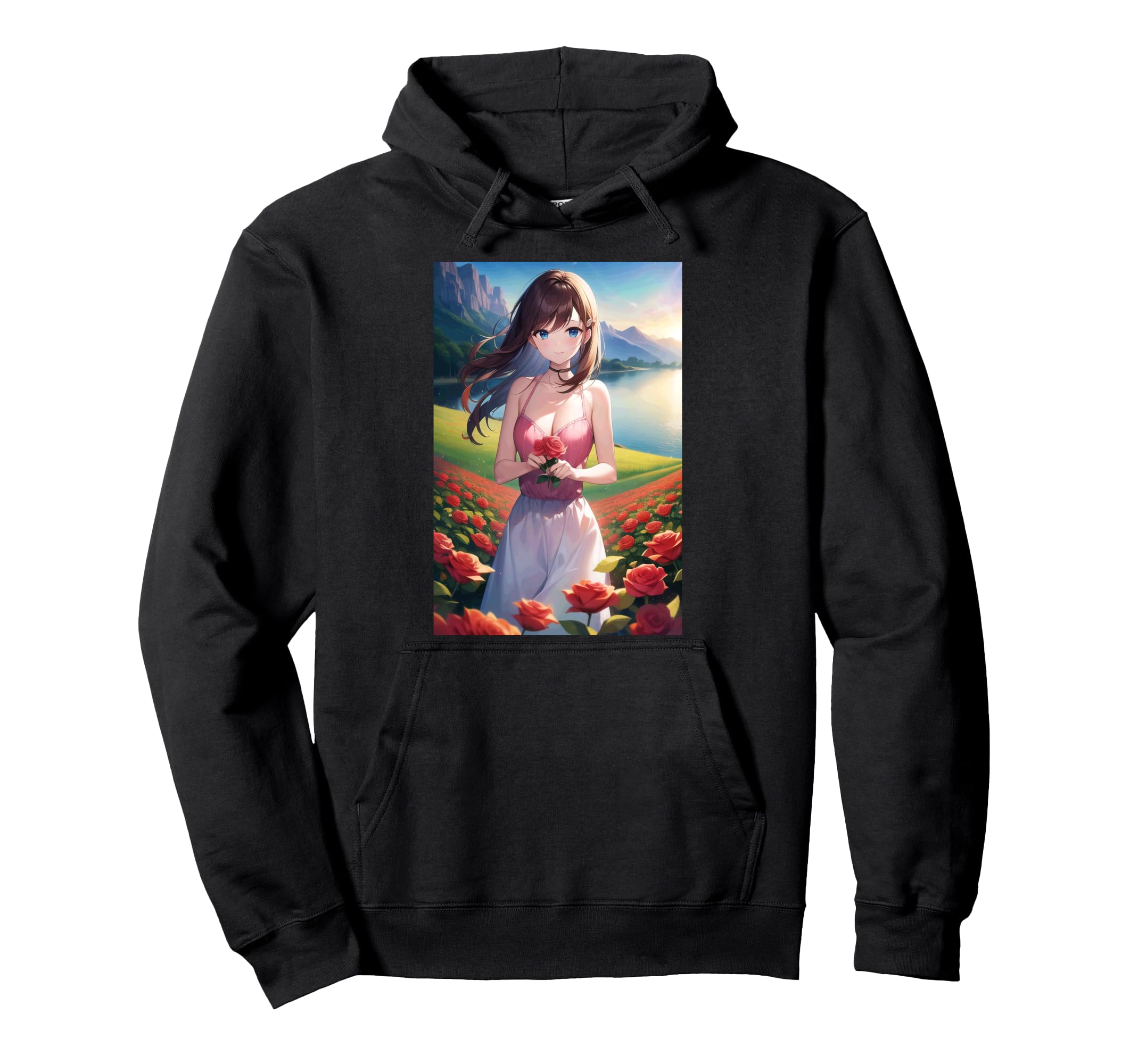 

Anime Manga Woman in the Mountains and Flower-filled Fields Hoodie