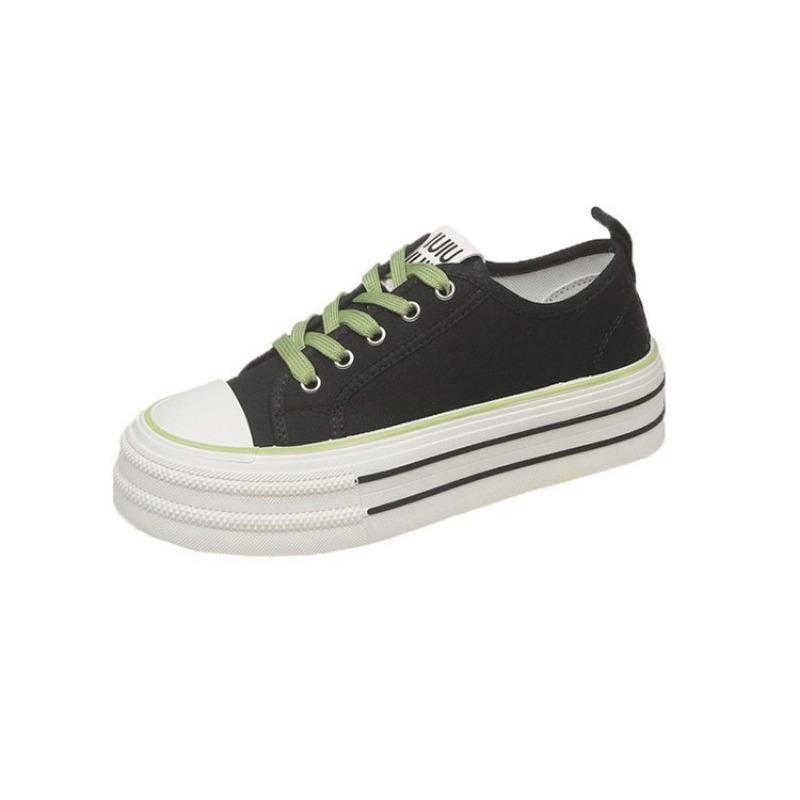 

College style platform canvas shoes women s autumn new lace-up little white shoes women s round head casual shoes 40