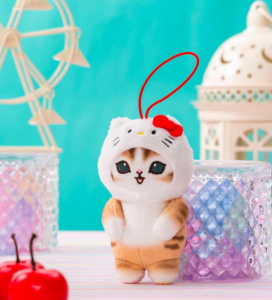 Hello Kitty Collaboration Plush Mascot Keychain Official Shark Nyan Merchandise 9cm Approx.