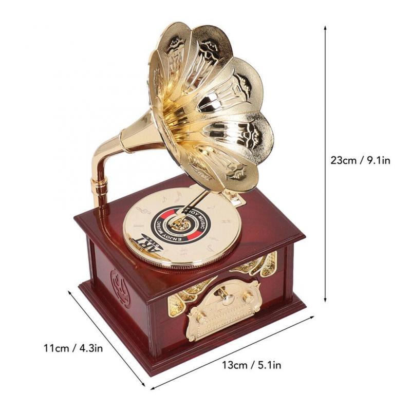 Vintage-Grammophon-Spieluhr mit Uhrwerk – Einzigartige Wohndekoration