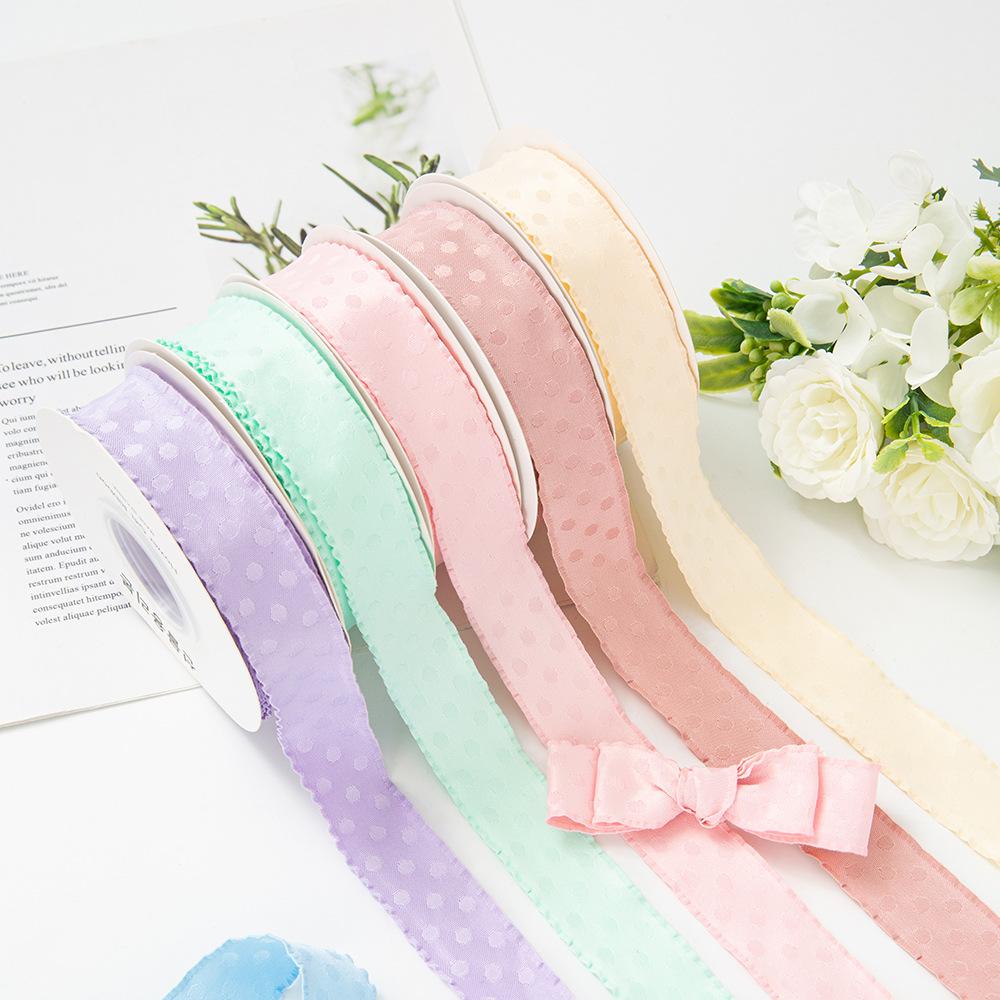Polka Dot Wavy Lace Ribbon Fabric Polyester Material for DIY Hair Accessories & Floral Clothing Bows for Weddings & Christmas