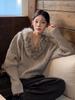 In Stock: Women's Retro V-Neck Batwing Sleeve Knit Sweater with Fur Collar