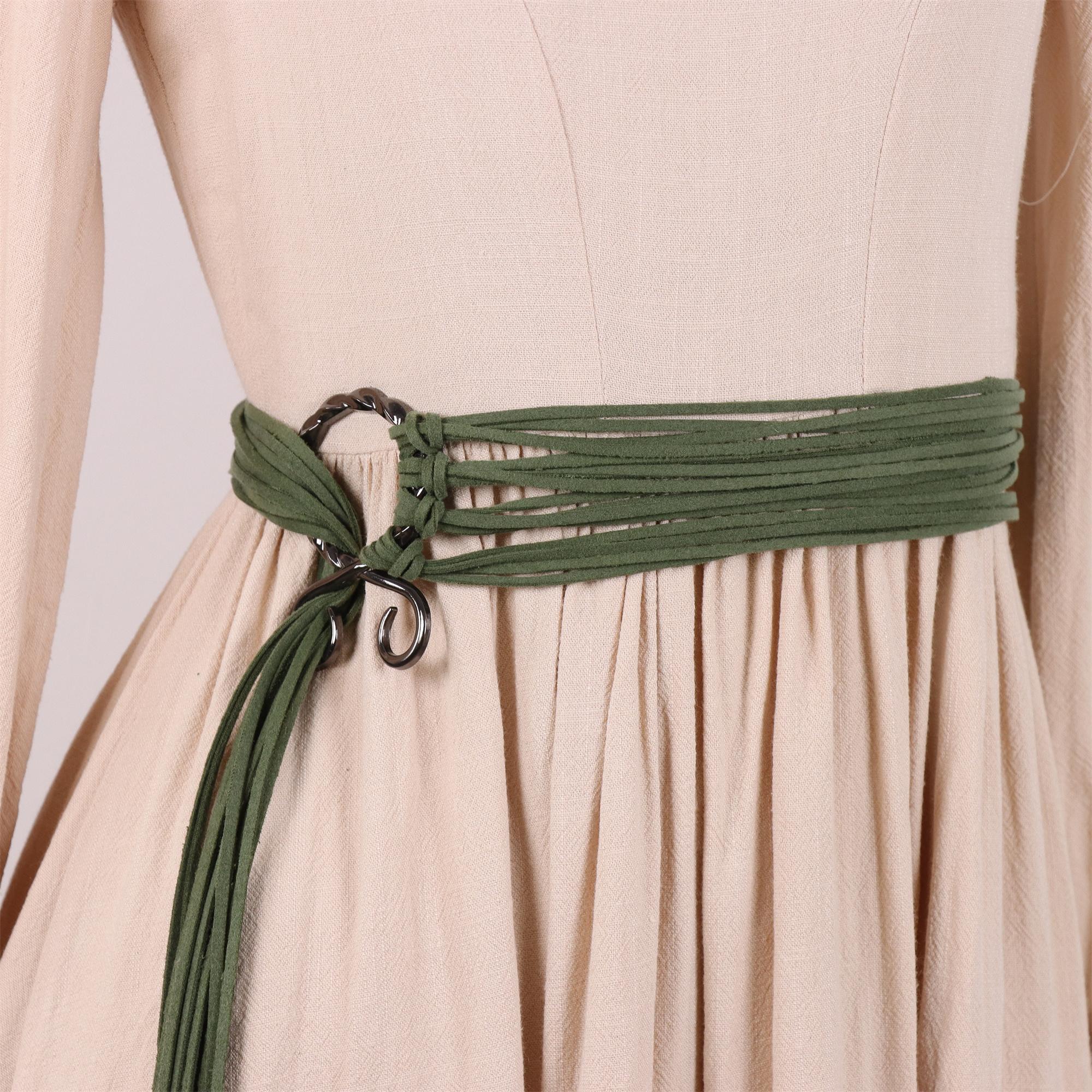 

Vintage Bohemian Rope Belt Women Adjustable Braided Waist Cincher Handcrafted Fringe Medieval Renaissance Costume Belt Accessory зелёный