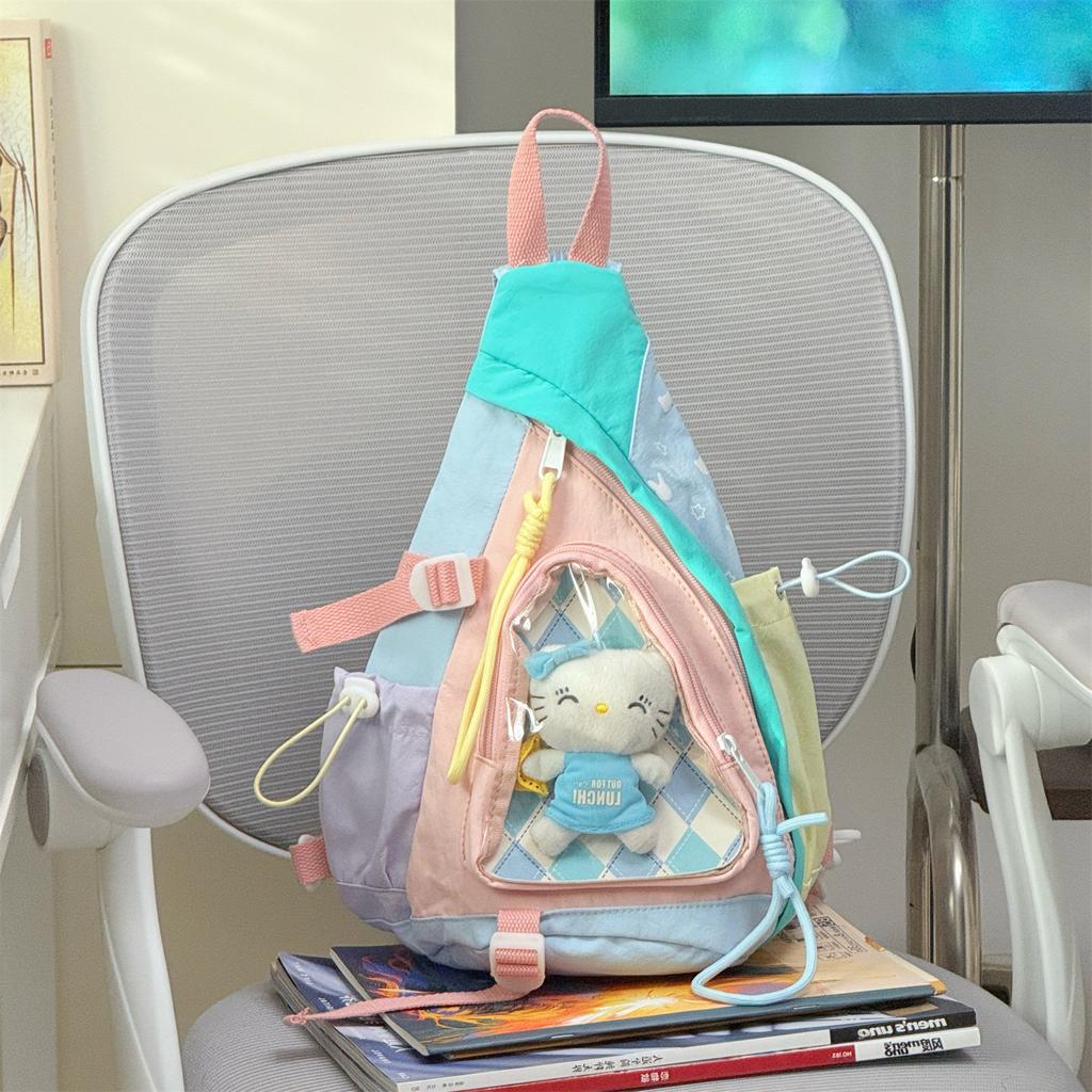 Schoolbag Japanese dopamine shoulder pain bag two-dimensional transparent cute girl color matching casual messenger backpack