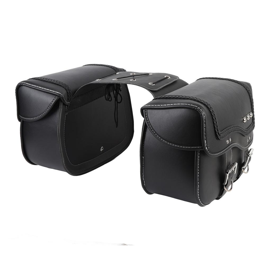 Motorcycle Saddlebags 30L Capacity PU Leather Waterproofing Side Luggage Bags Universal Fit for Motorcycles