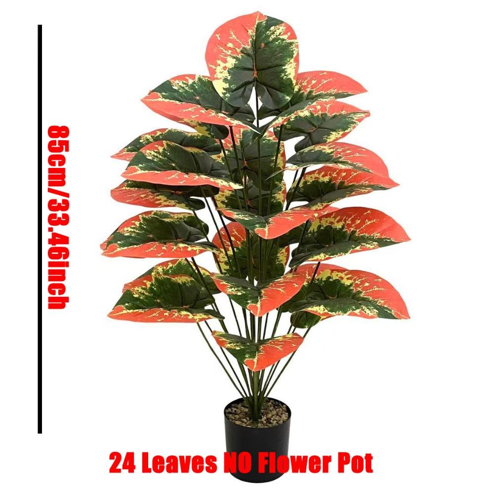 1PC Color Blocking Artificial Tropical Plants with 24Leaves Fake Plant Ornamental Holiday Home Office Outdoor Decoration