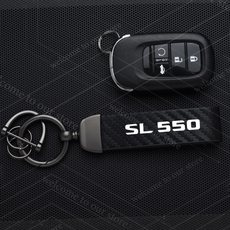 Für Mercedes Benz SL500 SL550 SL600 Logo Emblem Auto Kohlefaser Leder Zinklegierung Schlüsselanhänger Mikrofaser Schlüsselanhänger Geschenk