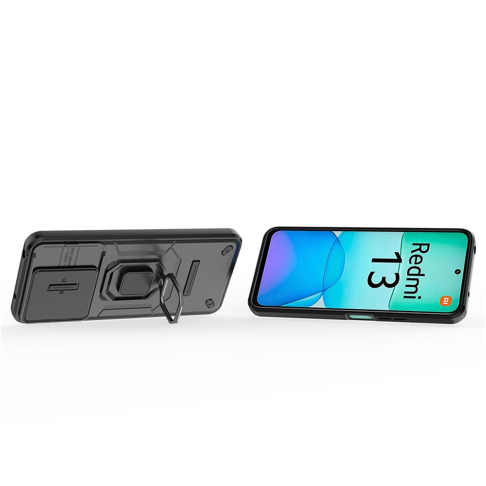 For Xiaomi Redmi 13 Case Luxury Ring + Movable Window Back Cover Armor Case For Xiaomi Redmi 13 Redmi13 Phone Case