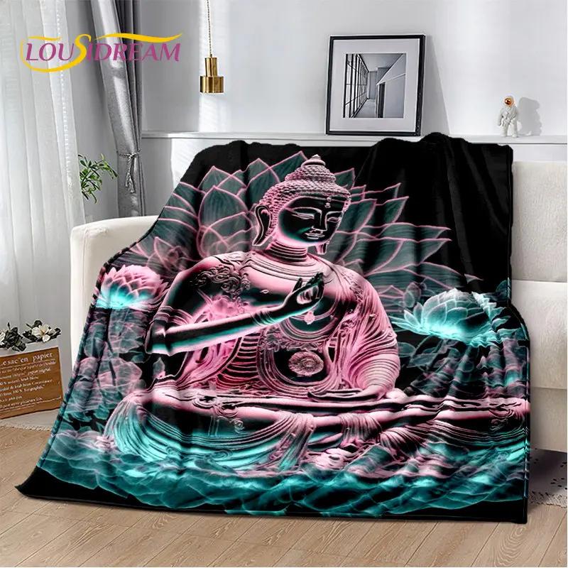 Manta de felpa suave de Buda Sakyamuni budismo fe religión, manta de franela para sala de estar, dormitorio, cama, sofá, oración