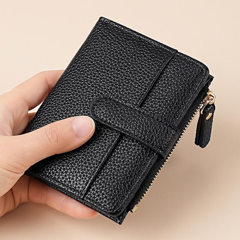 IELGY Ladies Short Style Fashion Two-fold Card Holder Multi-card Zipper Coin Purse чёрный