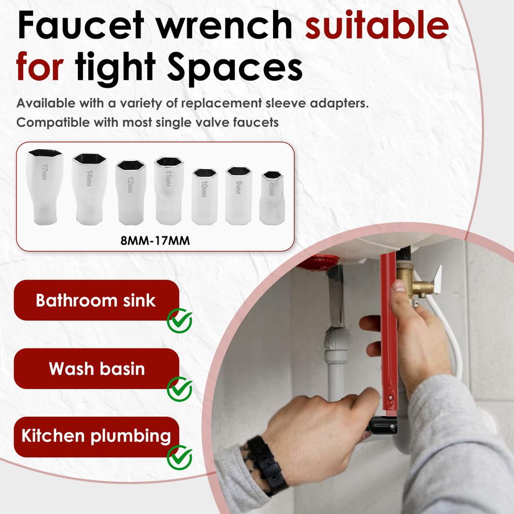 Waschbeckenarmatur Schlüssel Küchen- Badezimmerhahn Installationswerkzeug Kohlenstoffstahl Armaturenschlüssel Multifunktions-Wasserrohr-Reparaturwerkzeuge