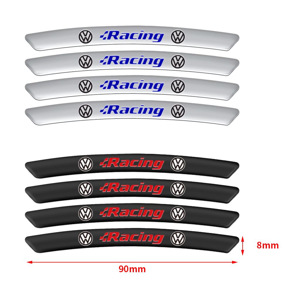 For Volkswagen Je4pcs Aluminum Car Wheels Rims Stickers Auto Accessorie For Volkswagen VW Golf Passat Jetta Touran CADDY GTI Touareg Polo Tiguan