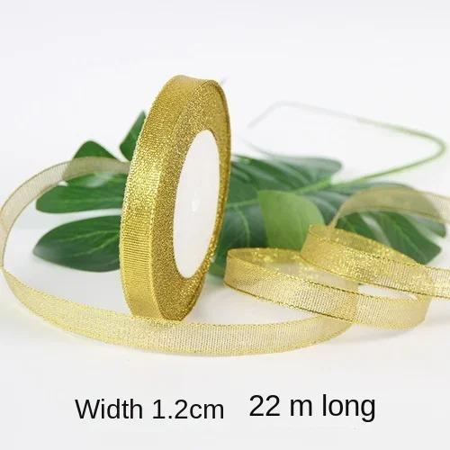 25yards/roll Gold Silver Metallic Glitter Ribbons for Apparel Garment DIY Accessories Crafts Sewing Fabric  Supplies Gift Wrap