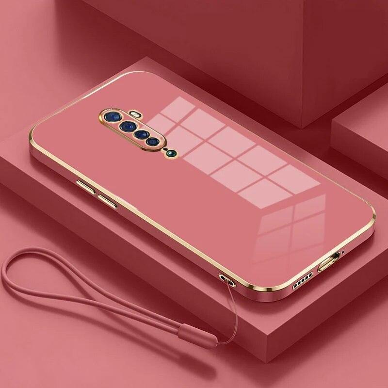 

Чехол для OPPO Reno2 F, чехол для телефона Oppo Reno2z Oppo Reno 2, чехол CPH1989 CPH1907, роскошный противоударный чехол с квадратным покрытием OPPO Reno2&Case & Strap вино красного