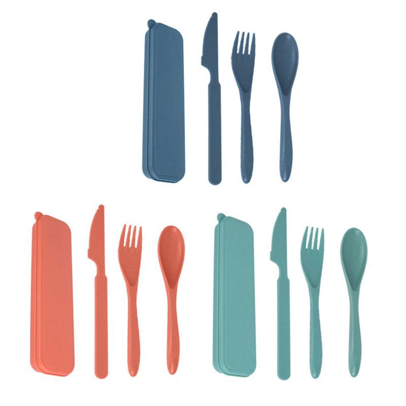 3 adet Buğday Samanı sofra seti Bıçak Çatal Kaşık Öğrenci Taşınabilir Sofra